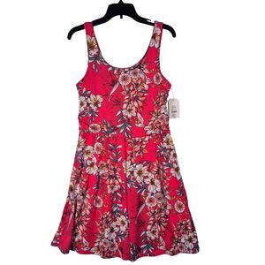 Faded Glory Womens Pink Floral Sleeveless Dress Size L 12-14 NWT